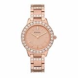 Fossil Uhr für Damen Jesse, Quarzwerk, 34mm Rose Gold Edelstahlgehäuse mit Edelstahlarmband,...
