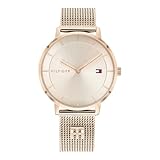 Tommy Hilfiger Analog Quarzuhr für Damen mit Rotgoldfarbenes Edelstahl-Mesh-Gliederarmband -...