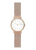 Skagen Signatur Uhr für Damen, Quarzwerk mit Edelstahl- oder Lederarmband, Roségoldton und Weiß,...