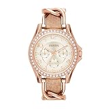 Fossil Riley Watch für Damen, Quarz-Chronographenwerk mit Edelstahl- oder Lederarmband