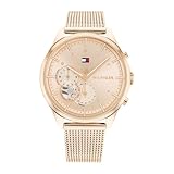 Tommy Hilfiger Multi Zifferblatt Quarz Uhr für Damen mit Rotgoldfarbenes...