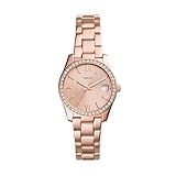 Fossil Damenuhr Scarlette Mini, Quarzwerk, 32mm Rose Gold Edelstahlgehäuse mit Edelstahlarmband,...
