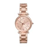 Fossil Damenuhr Carlie, Quarzwerk, 35mm Rose Gold Edelstahlgehäuse mit einem Edelstahlarmband,...