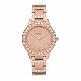 Fossil Uhr für Damen Jesse, Quarzwerk, 34mm Rose Gold Edelstahlgehäuse mit Edelstahlarmband,...