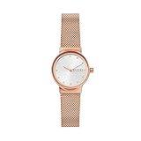 Skagen Damenuhr Freja Lille Two Hand, 26 mm Gehäusegröße, Edelstahluhr, Edelstahl-Mesh-Armband