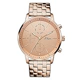 s.Oliver Damen-Armbanduhr Analog Quarz Edelstahl SO-3188-MM, rosé