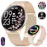 Smartwatch Damen 2025 mit Anrufen - 7,99 mm Ultra-Dünne Elegante Fitness Armbanduhr mit 1,43 Zoll...