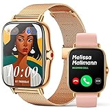 FMK Smartwatch Damen mit Telefonfunktion, 1.69' HD Buntes Touchscreen Fitnessuhr Armbanduhren Damen...