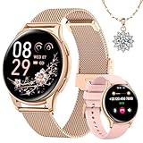 Sanorum Smartwatch Damen mit Telefonfunktion, Rund 1,27' HD Screen Armbanduhr mit 120+ Sport Pulsuhr...