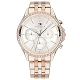 Tommy Hilfiger Multi Zifferblatt Quarz Uhr für Damen mit Roségoldfarbenes Edelstahlarmband -...
