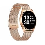 XCOAST JOLI Damen Smartwatch Fitnesstracker iOS & Android, Rosegold, milanaise Armband, IP67...
