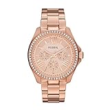 Fossil Uhr für Damen Cecile, QuarzMultifunktionswerk, 40mm Rose Gold Edelstahlgehäuse mit...