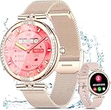 Smartwatch Damen mit Telefonfunktion 1.19' AMOLED Touchscreen IP68 Diamond Smart Watch mit 24H...