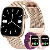 Smartwatch Damen Armbanduhr Uhr Uhren: 1,83' Eckig Touchscreen Gold Smartwatch Frauen mit...